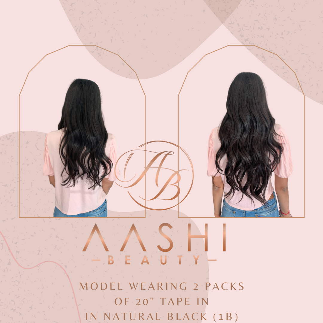 Jet Black Tape In Hair Extensions #1 (Double Drawn Thick) - Aashi Beauty