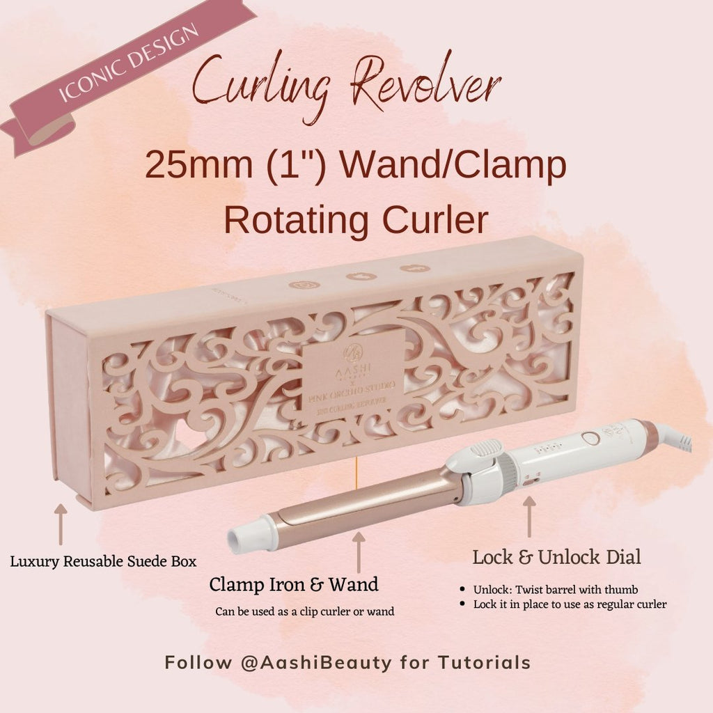 25mm (1") Wand/Clamp/Marcel 3-in-1 - Rotating Curling Revolver - Aashi Beauty