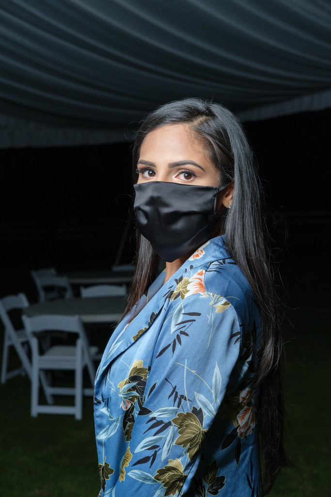 Black 100% Pure Silk Face Mask (made in Canada) _ back order ships last week November - Aashi Beauty