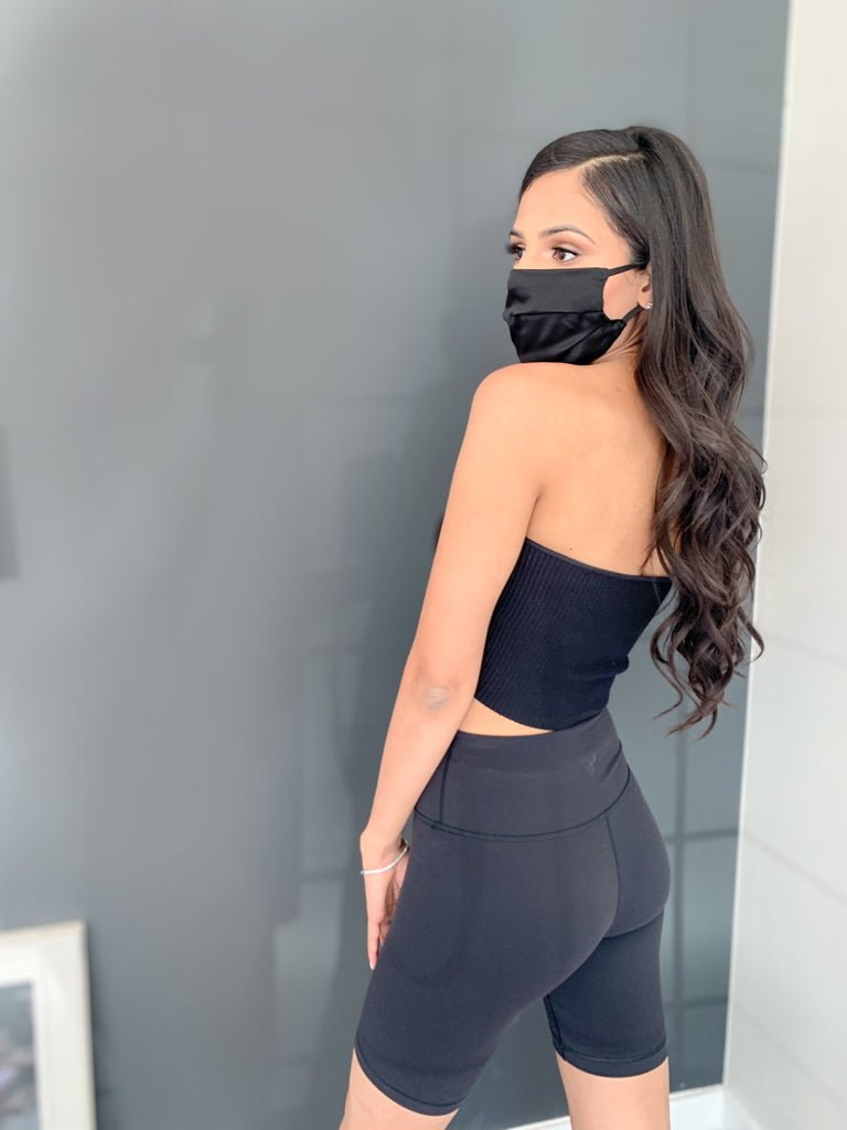 Black 100% Pure Silk Face Mask (made in Canada) _ back order ships last week November - Aashi Beauty