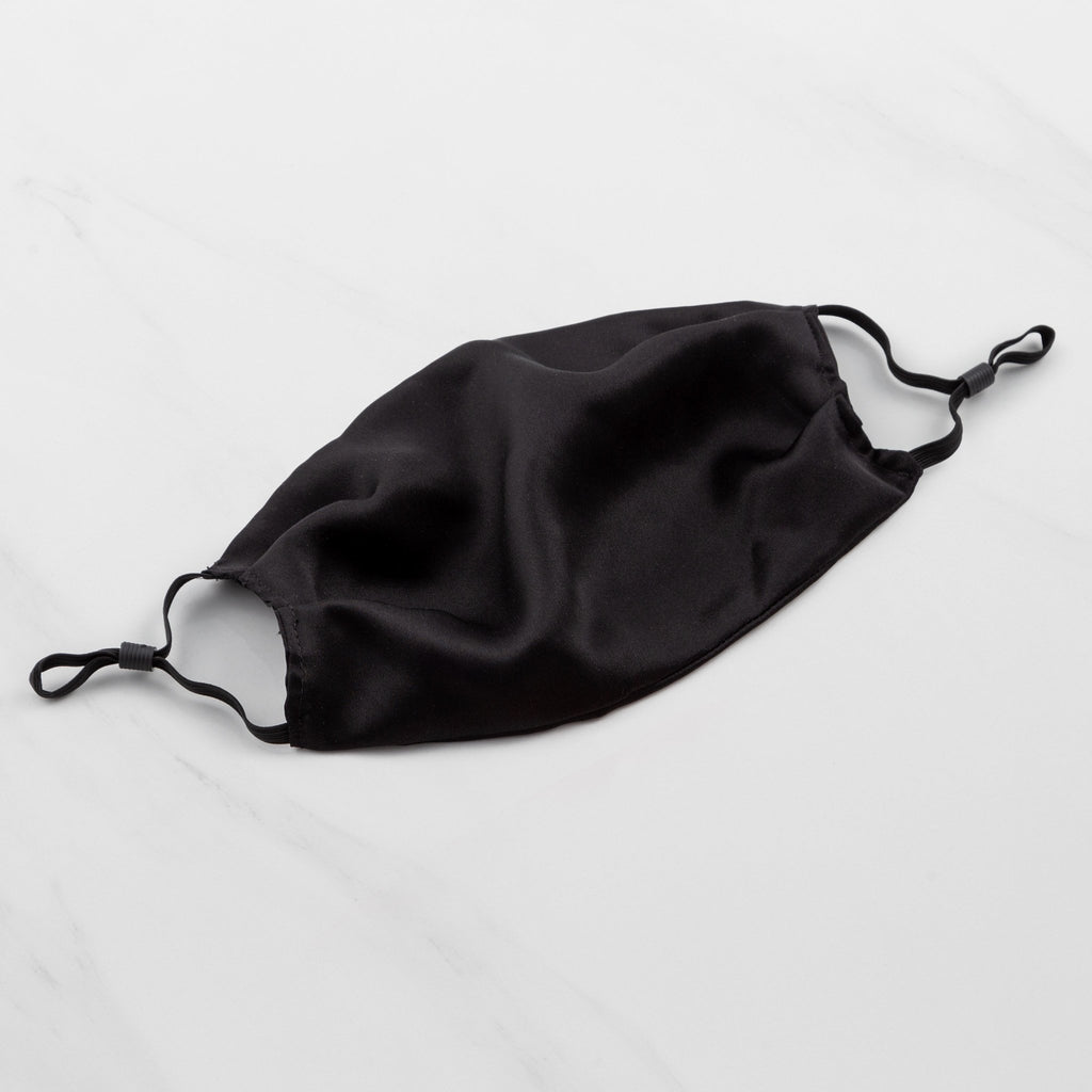 Black 100% Pure Silk Face Mask (made in Canada) _ back order ships last week November - Aashi Beauty