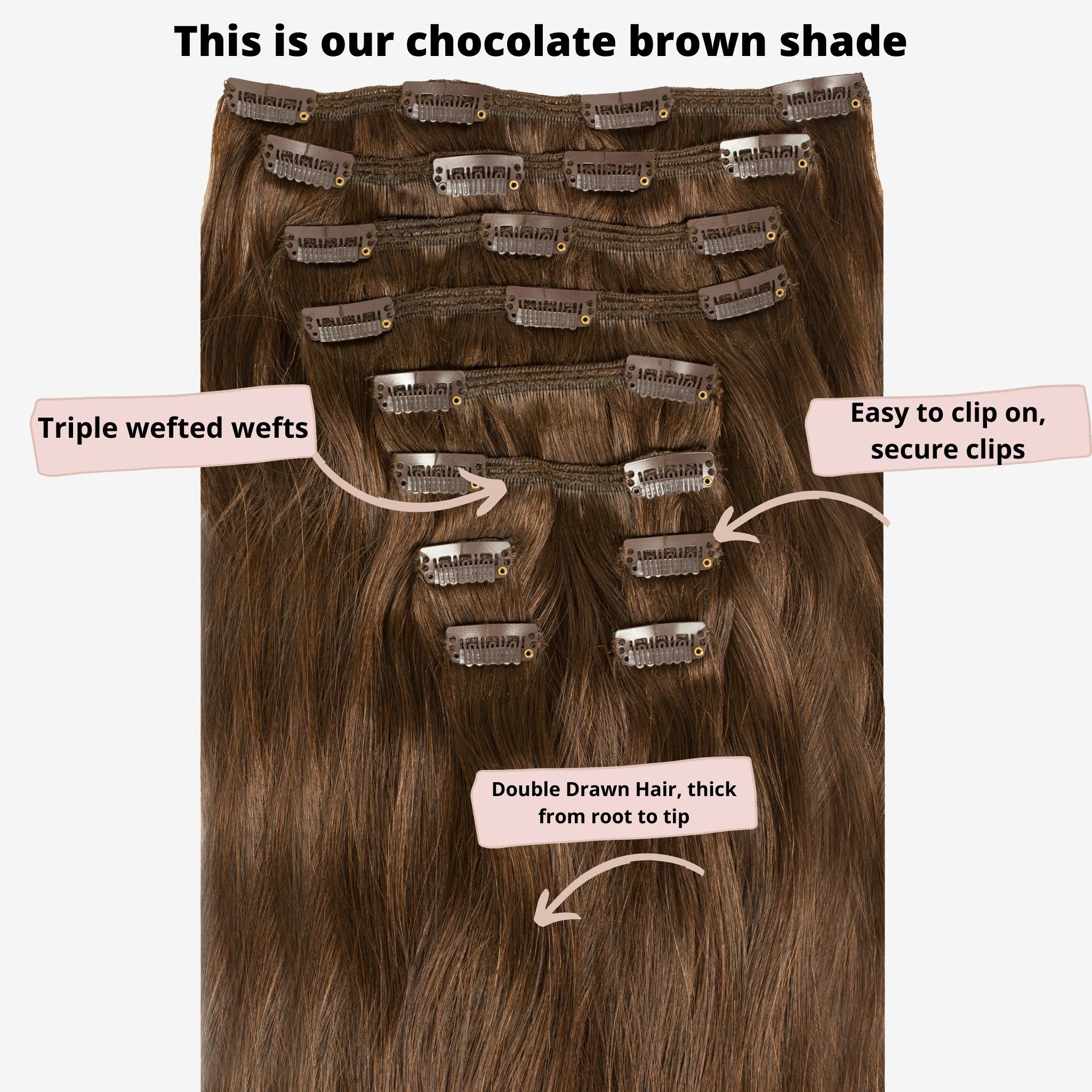 Chocolate Brown Hair Extensions (#2) - Aashi Beauty