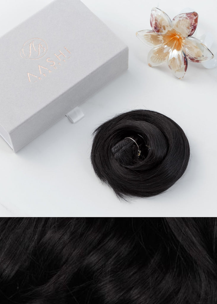 Jet Black Clip-In Hair Extensions (#1) - Aashi Beauty