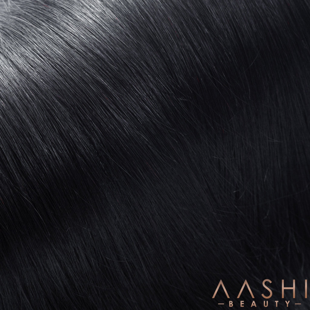 Jet Black Clip-In Hair Extensions (#1) - Aashi Beauty