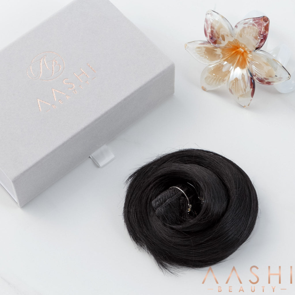 Jet Black Clip-In Hair Extensions (#1) - Aashi Beauty