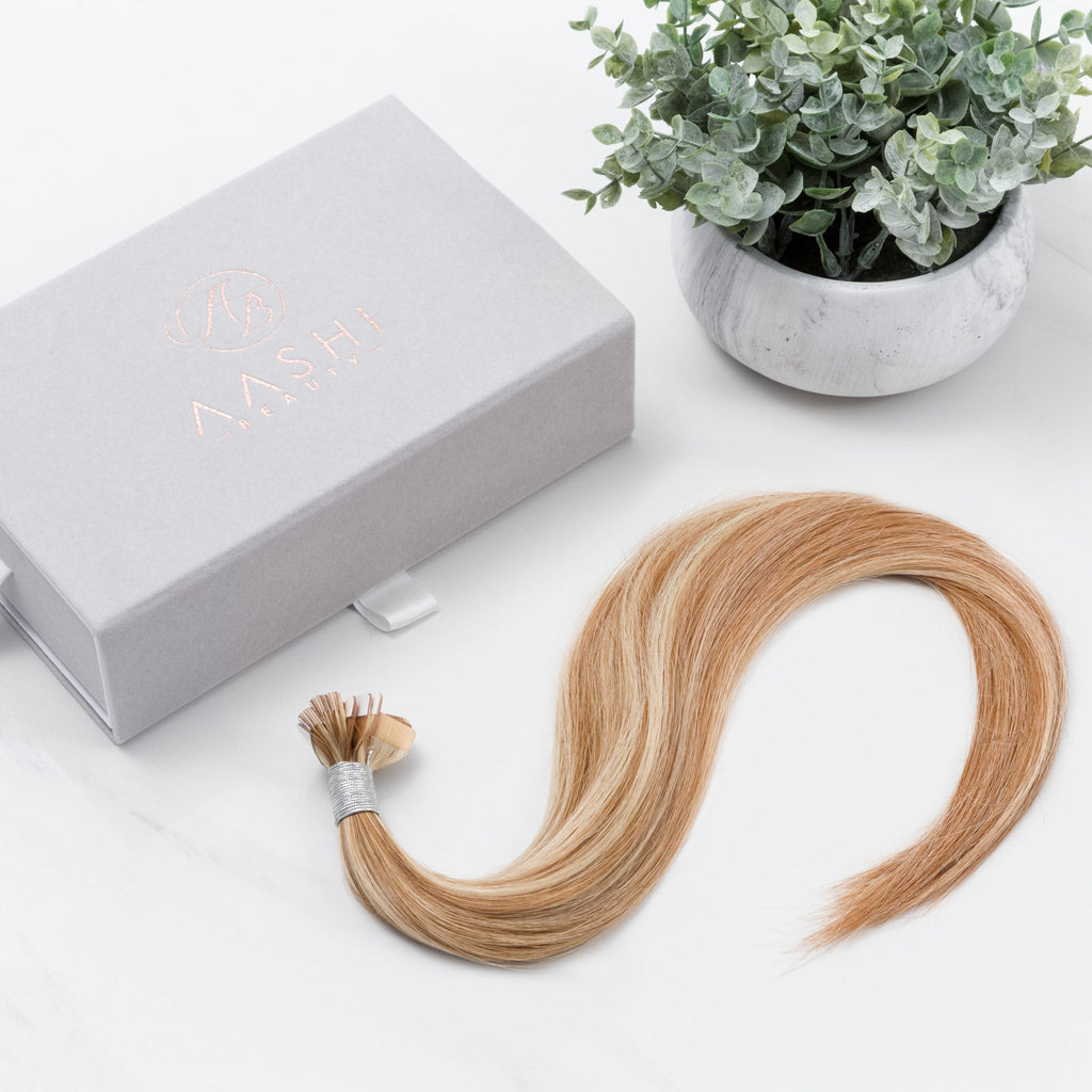 Mix of Honey Blonde (12) to Ash Blonde (60) Tape-in (Naturally Drawn, Thin) - Aashi Beauty