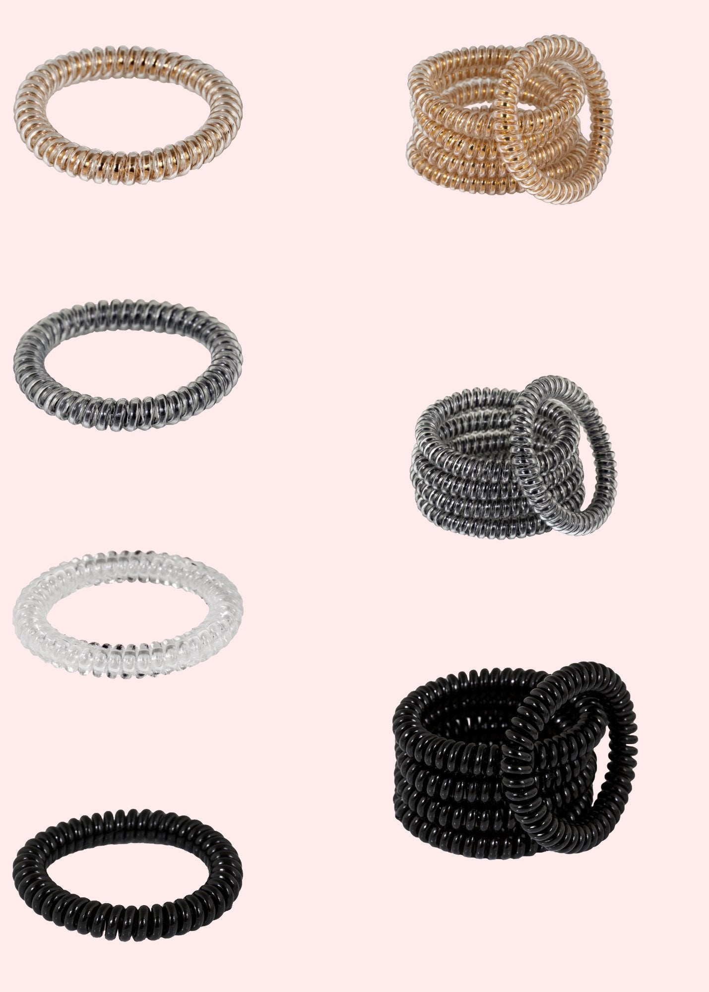 Spiral Hair Ties / Pack of SOLID Colour - Aashi Beauty
