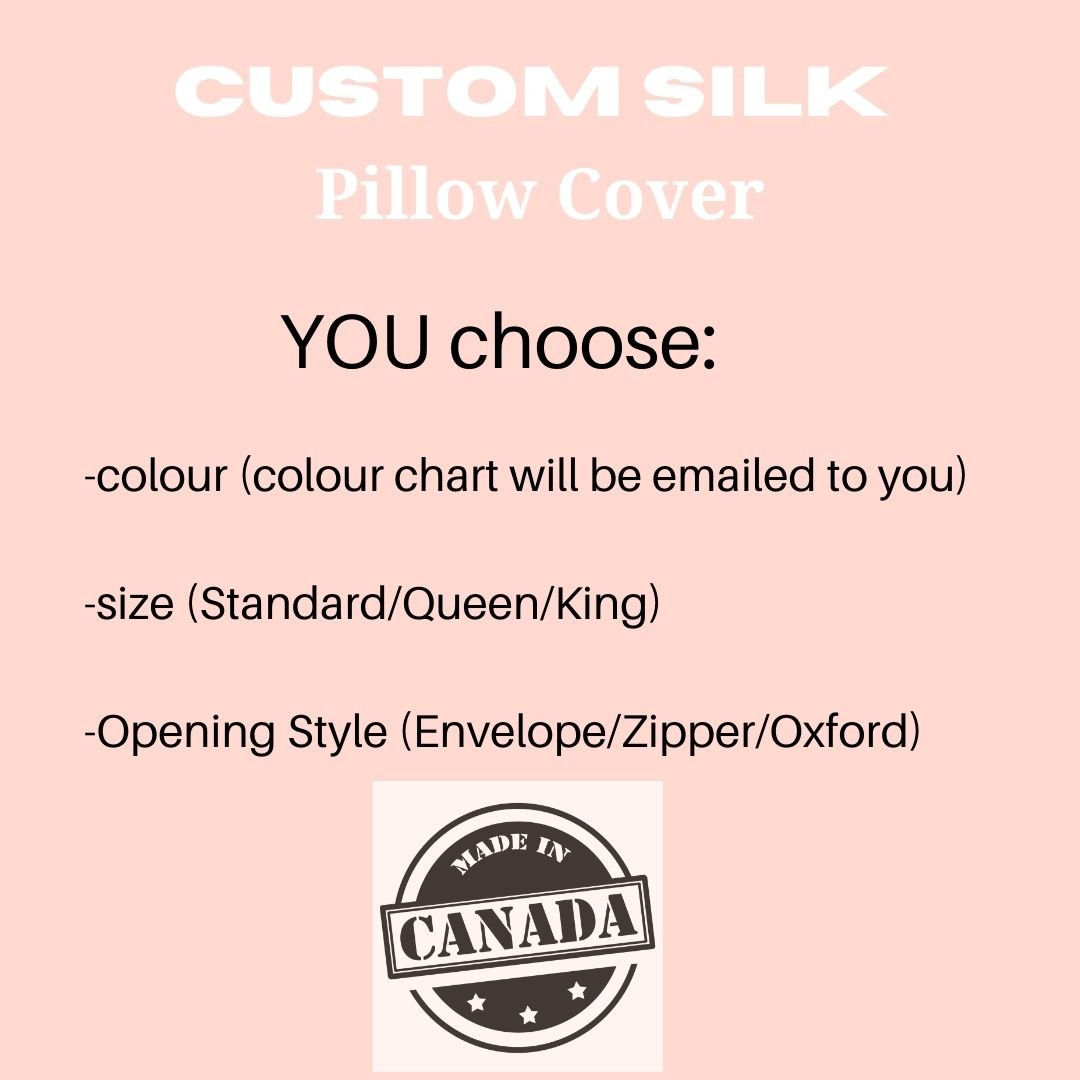 Vegan Silk Pillowcase -Queen Size Silk Pillow Cover - (made in Canada) Choose Colour / Custom Colour Option Available - Aashi Beauty