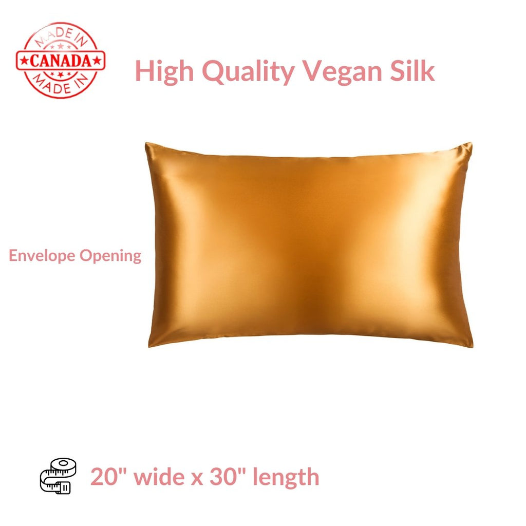 Vegan Silk Pillowcase -Queen Size Silk Pillow Cover - (made in Canada) Choose Colour / Custom Colour Option Available - Aashi Beauty