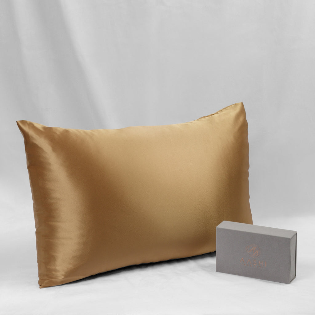 Vegan Silk Pillowcase -Queen Size Silk Pillow Cover - (made in Canada) Choose Colour / Custom Colour Option Available - Aashi Beauty